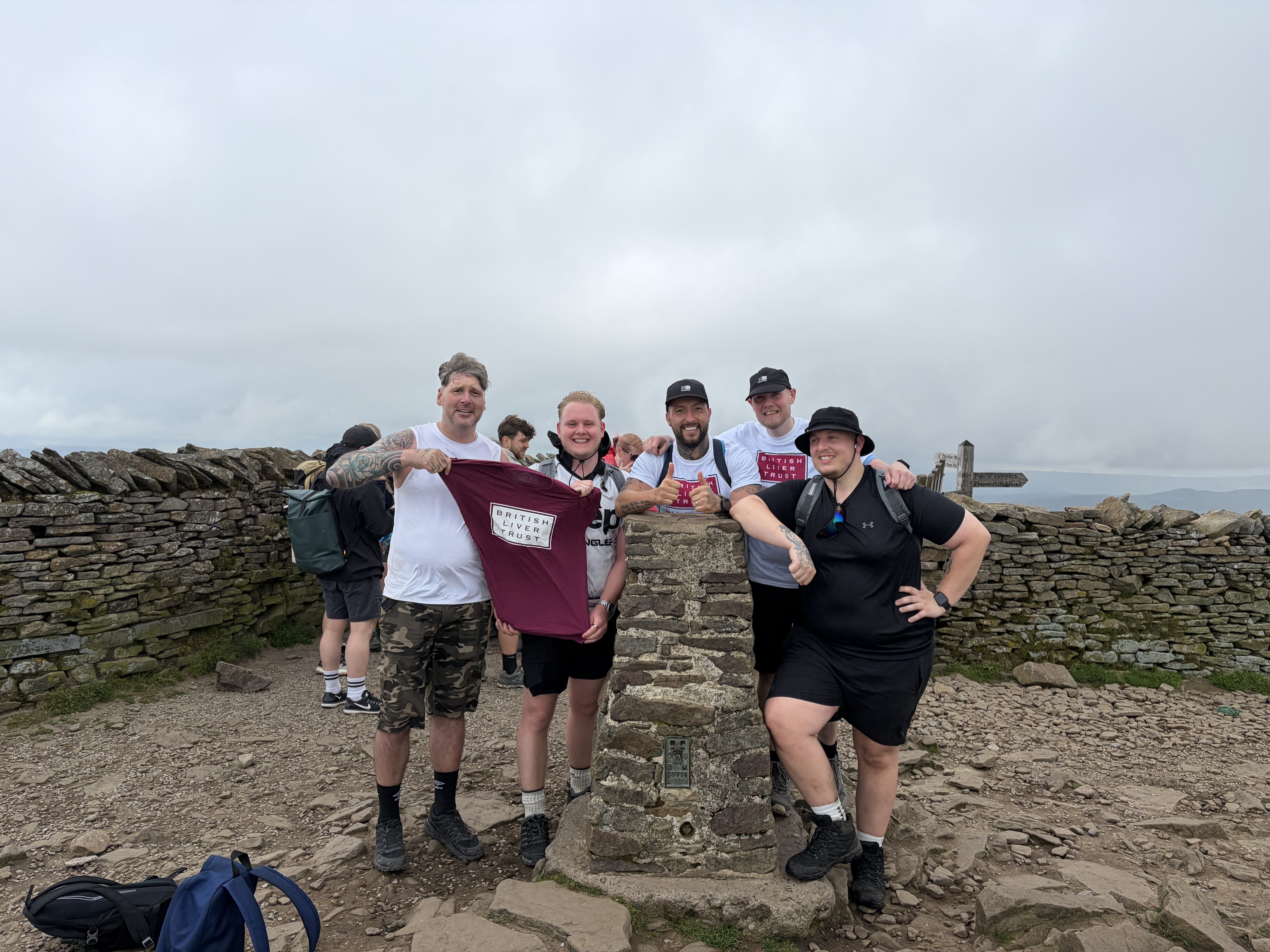 jb-84-222 Three Peaks success-from left Jon Windle-Alex Mullen Wade Savage Paul Mullen Cam Ward at the top of Pen y Ghent
